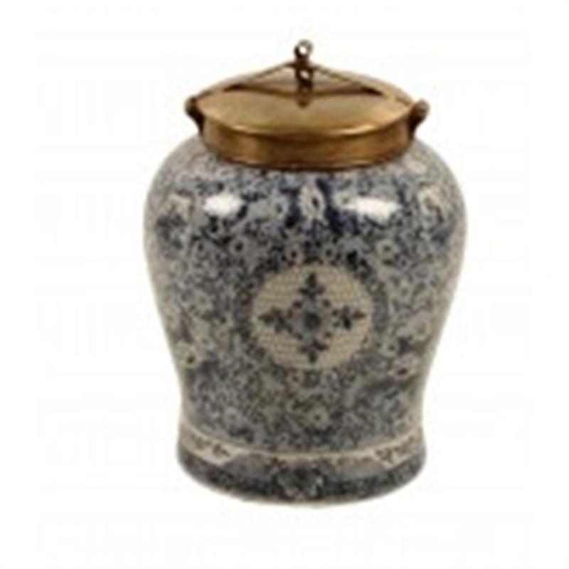 Vaso de porcelana Azul com Bronze G