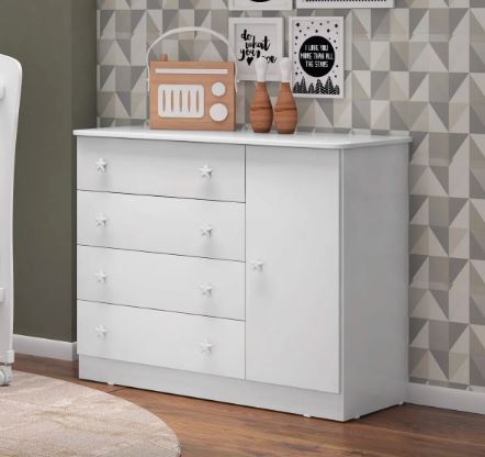 Cômoda 2644 Sapateira Infantil 1 Porta 4 Gavetas  AG