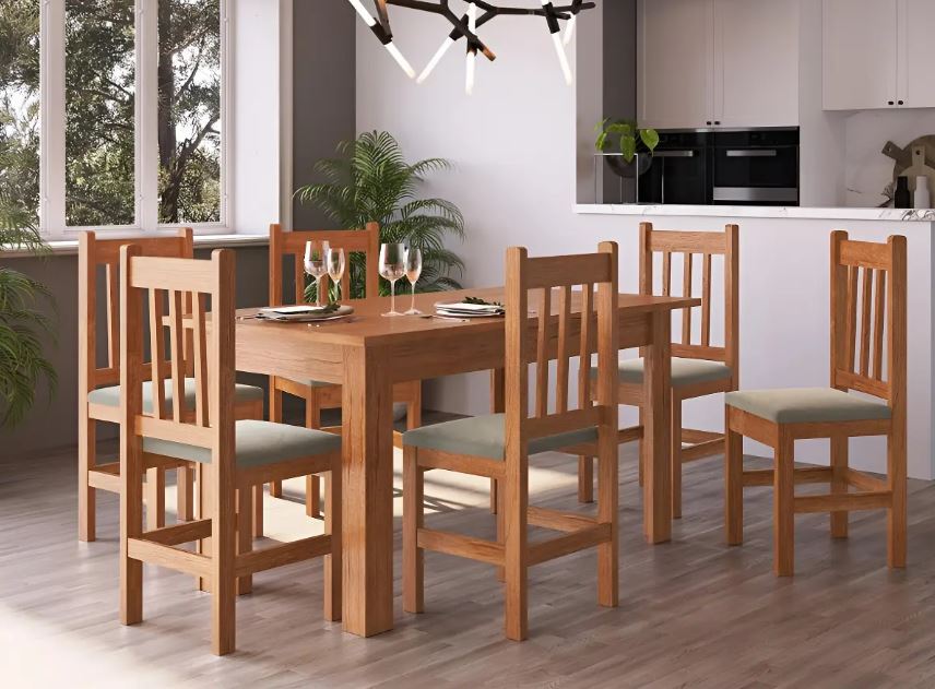 Conjunto de Mesa de madeira