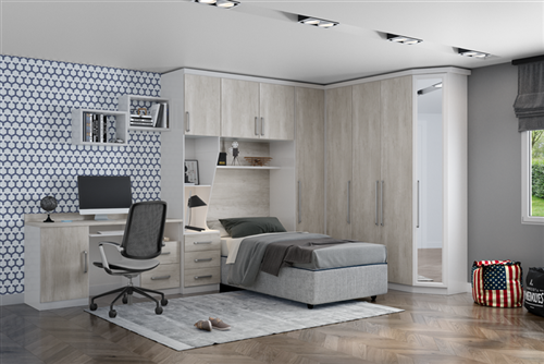 DORMITÓRIO MODULADO SOLTEIRO BRANCO / MEZZO BIANCO
