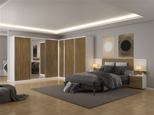 DORMITÓRIO MODULADO CASAL LINHA TEKA / CARVALHO MOCACCINO